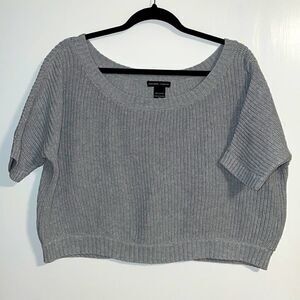 New York & Company cropped rib knit sweater with dolman sleeves M
